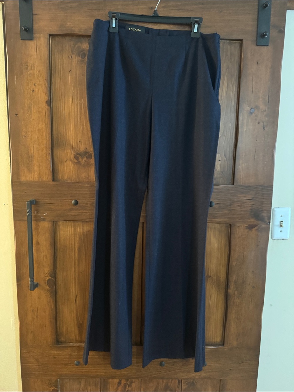 Escada Navy High-Rise Wide-Leg Trousers